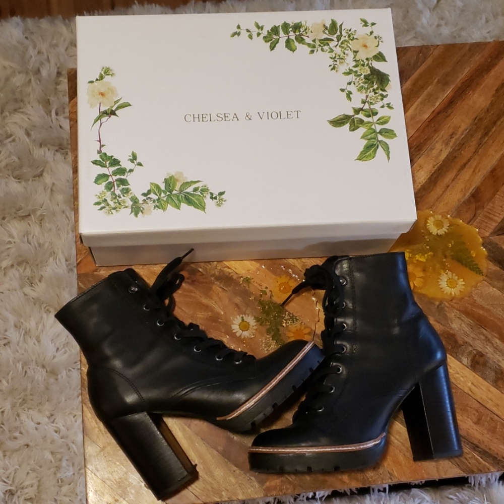 Black slim combat boots